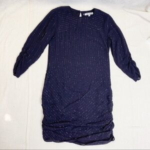 Jennifer Lopez Navy Beaded Long Sleeve Mini Dress